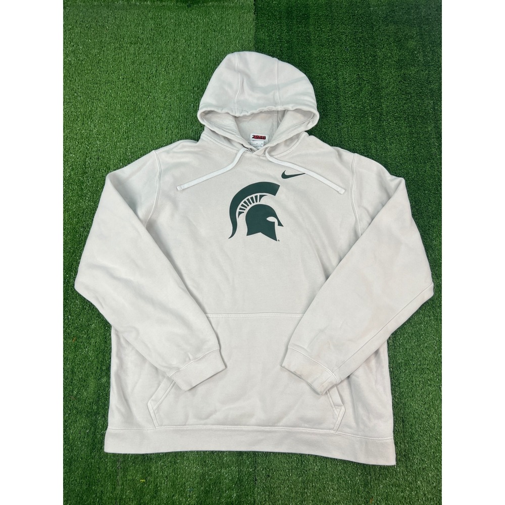 Nike Michigan State Spartans Hoodie Mens XL Off-White MSU Pullover Sweatshirt